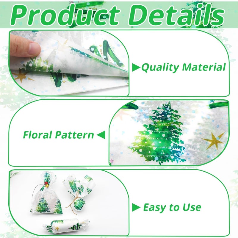 Benvo Christmas Tissue Paper 20x29 Inch - 20 Sheets Decoupage Craft Paper for Xmas Gift Wrapping, Flower DIY Art Projects Decorations(Hloiday Design) - Image 3